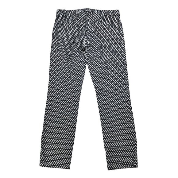 Gap Cropped Geometric Print Dress Pants Navy/Cream Zip Pockets Size 4R - Picture 7 of 9